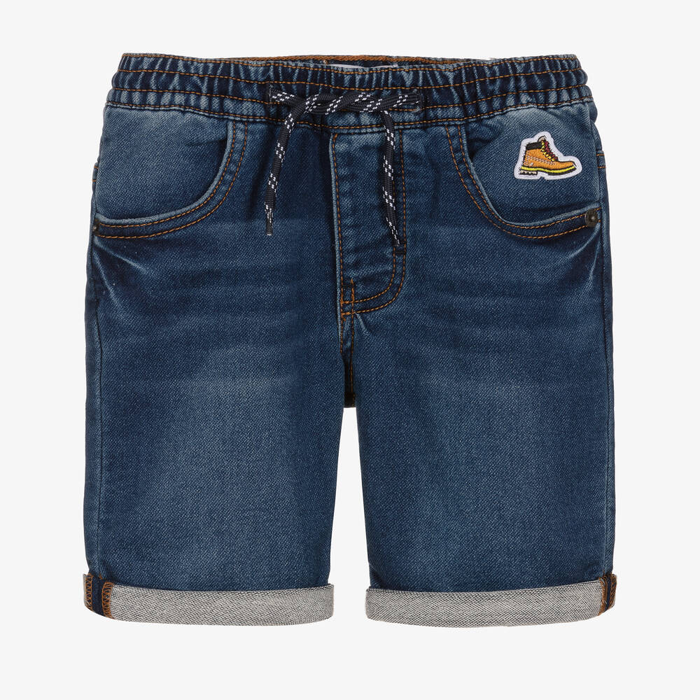 Timberland - Boys Blue Cotton Denim Shorts | Childrensalon