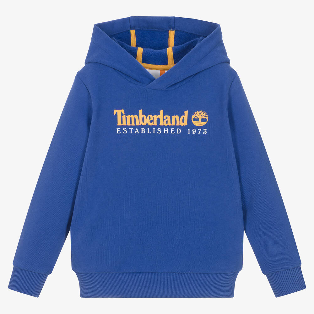 Timberland - توب هودي قطن جيرسي لون أزرق للأولاد | Childrensalon