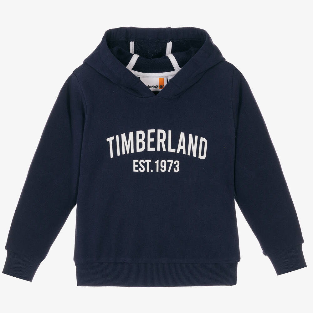 Timberland - Boys Blue Cotton Jersey Hoodie | Childrensalon