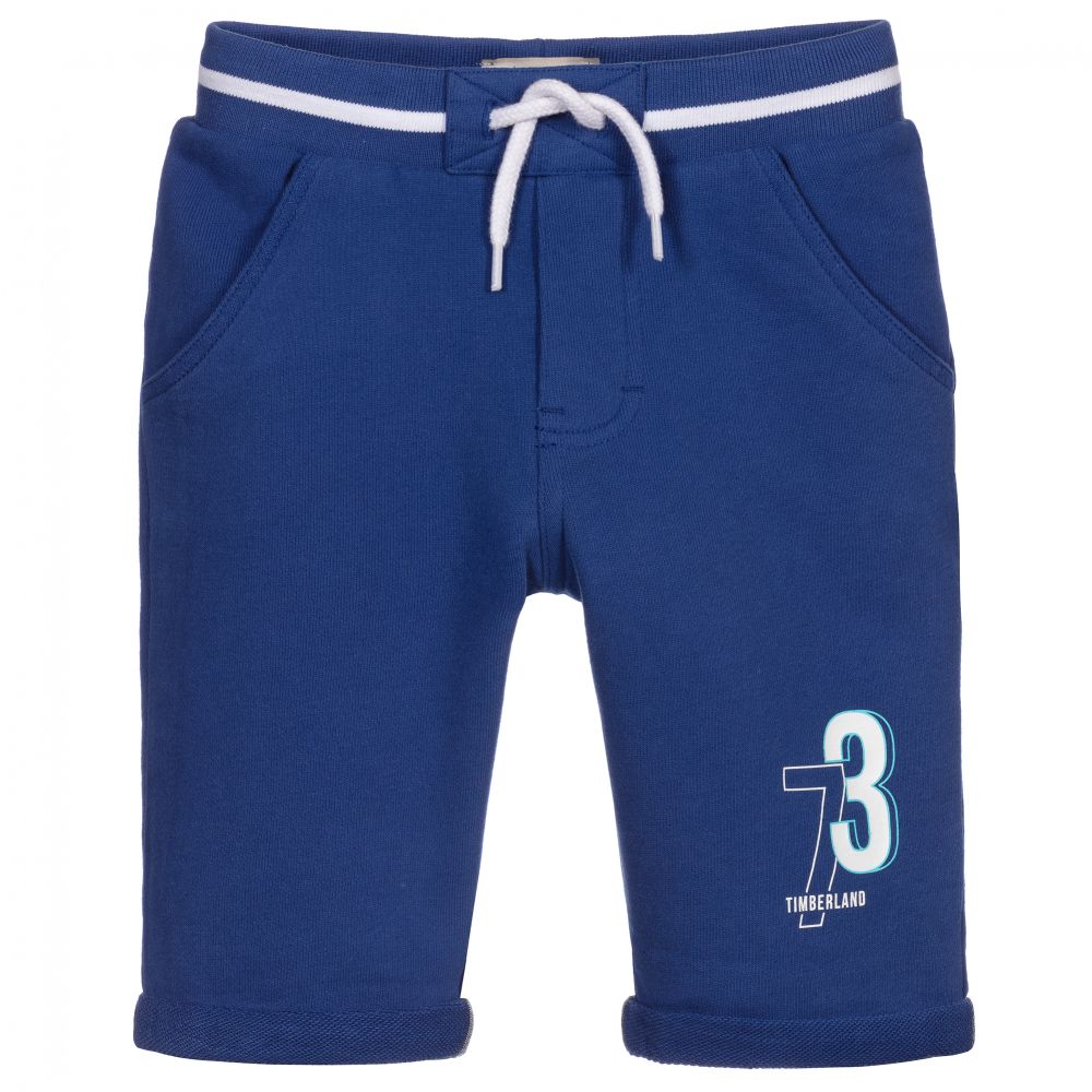 Timberland - Boys Blue Cotton Jersey Shorts | Childrensalon