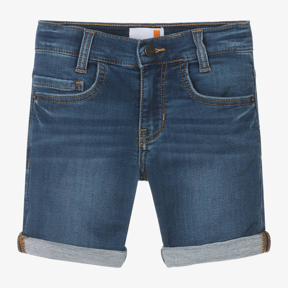 Timberland-شورت قطن جيرسي دنيم لون أزرق للأولاد | Childrensalon Outlet