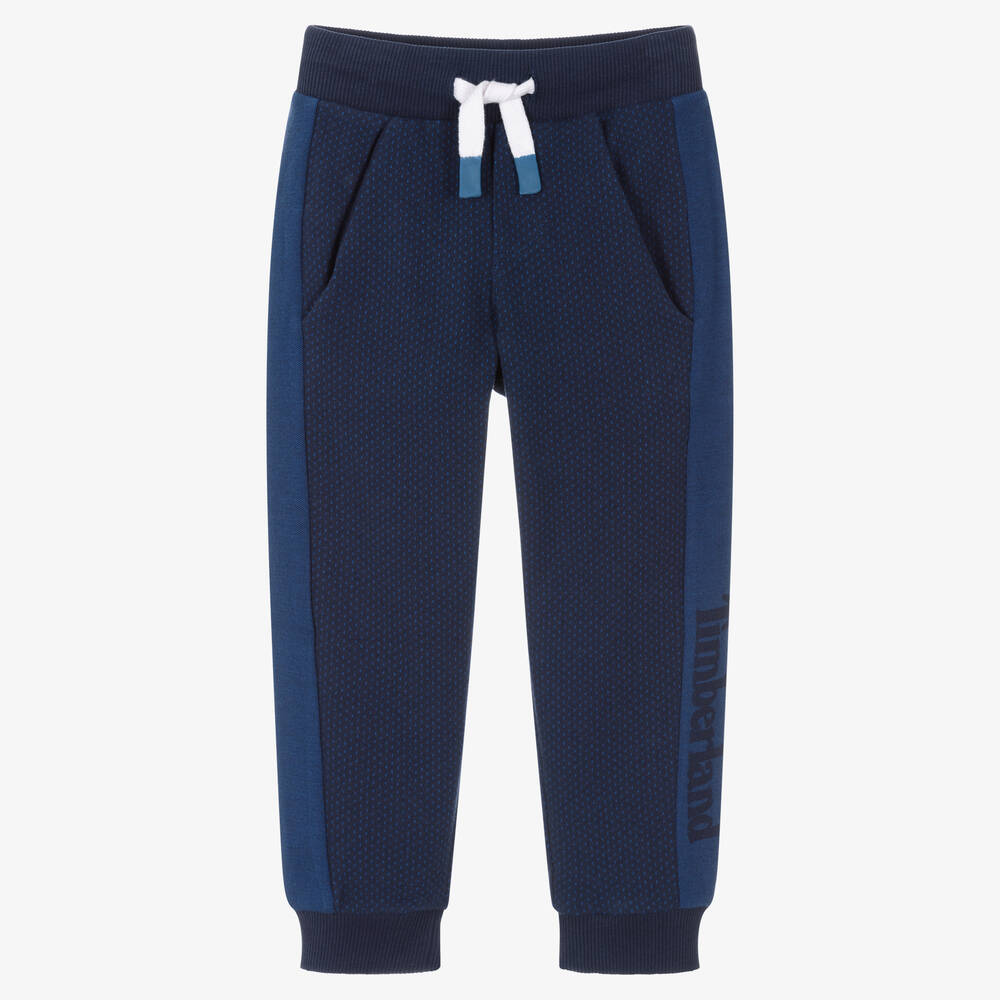 Boys Blue Cotton Logo Joggers