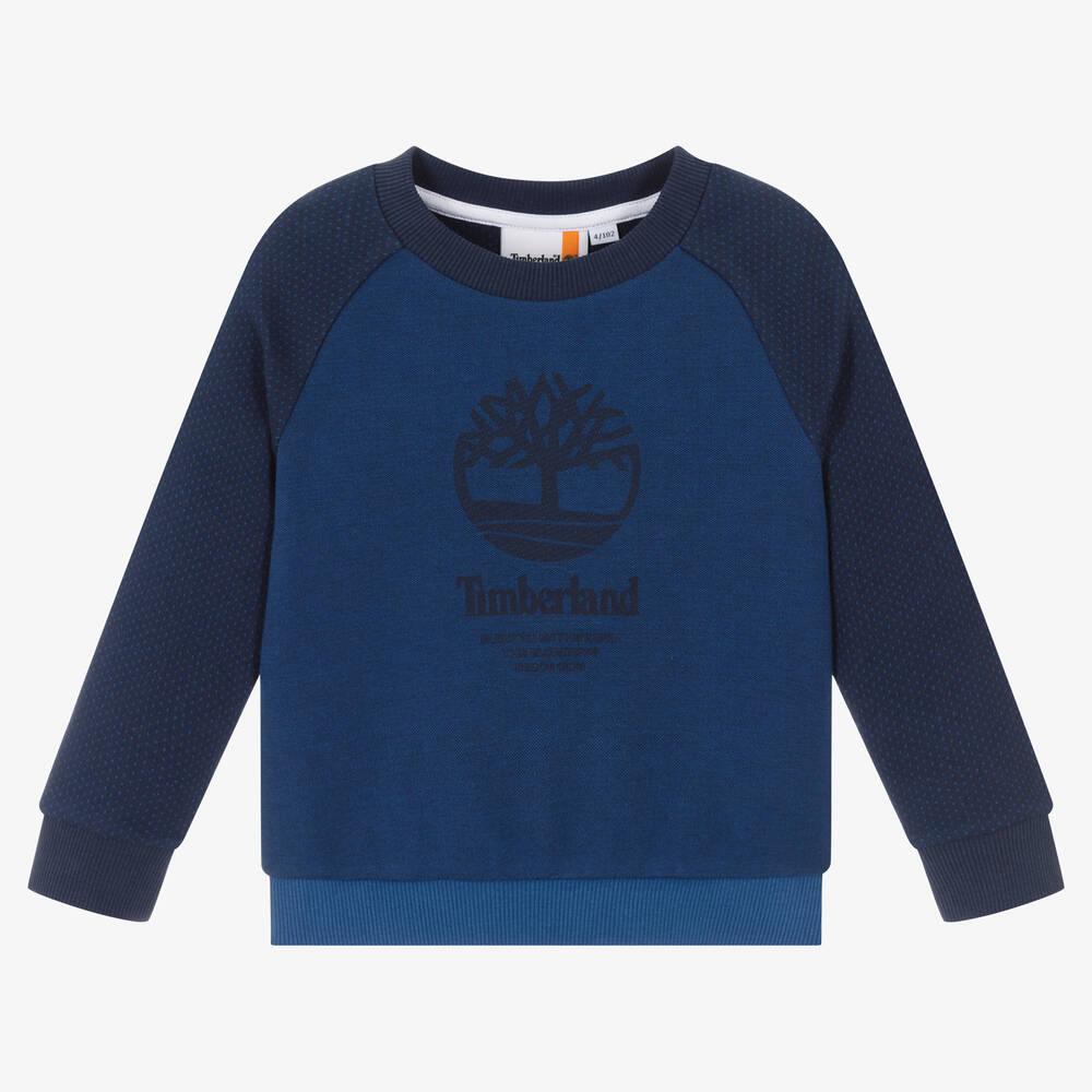 Timberland - Sweat bleu en coton garçon | Childrensalon