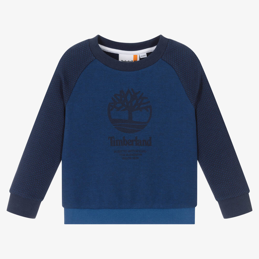 Timberland - Boys Blue Cotton Logo Sweatshirt | Childrensalon