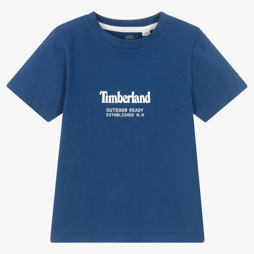 Timberland - T-shirt bleu en coton garçon | Childrensalon