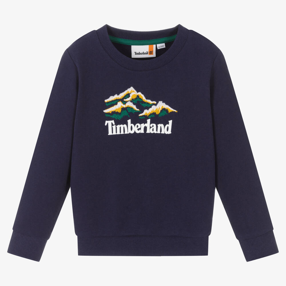 Timberland - سويتشيرت قطن جيرسي لون كحلي للأولاد | Childrensalon