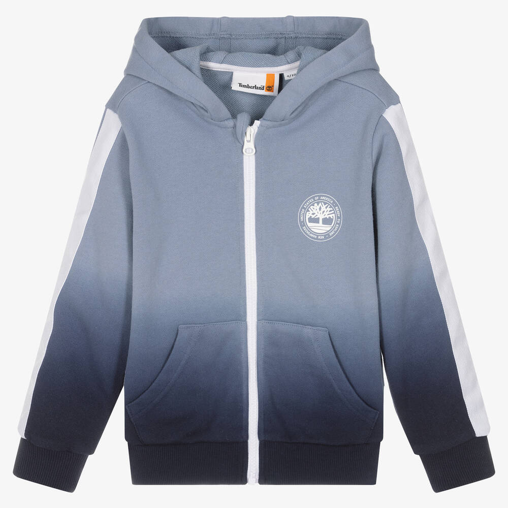 Timberland - Sweat à capuche bleu zippé garçon | Childrensalon