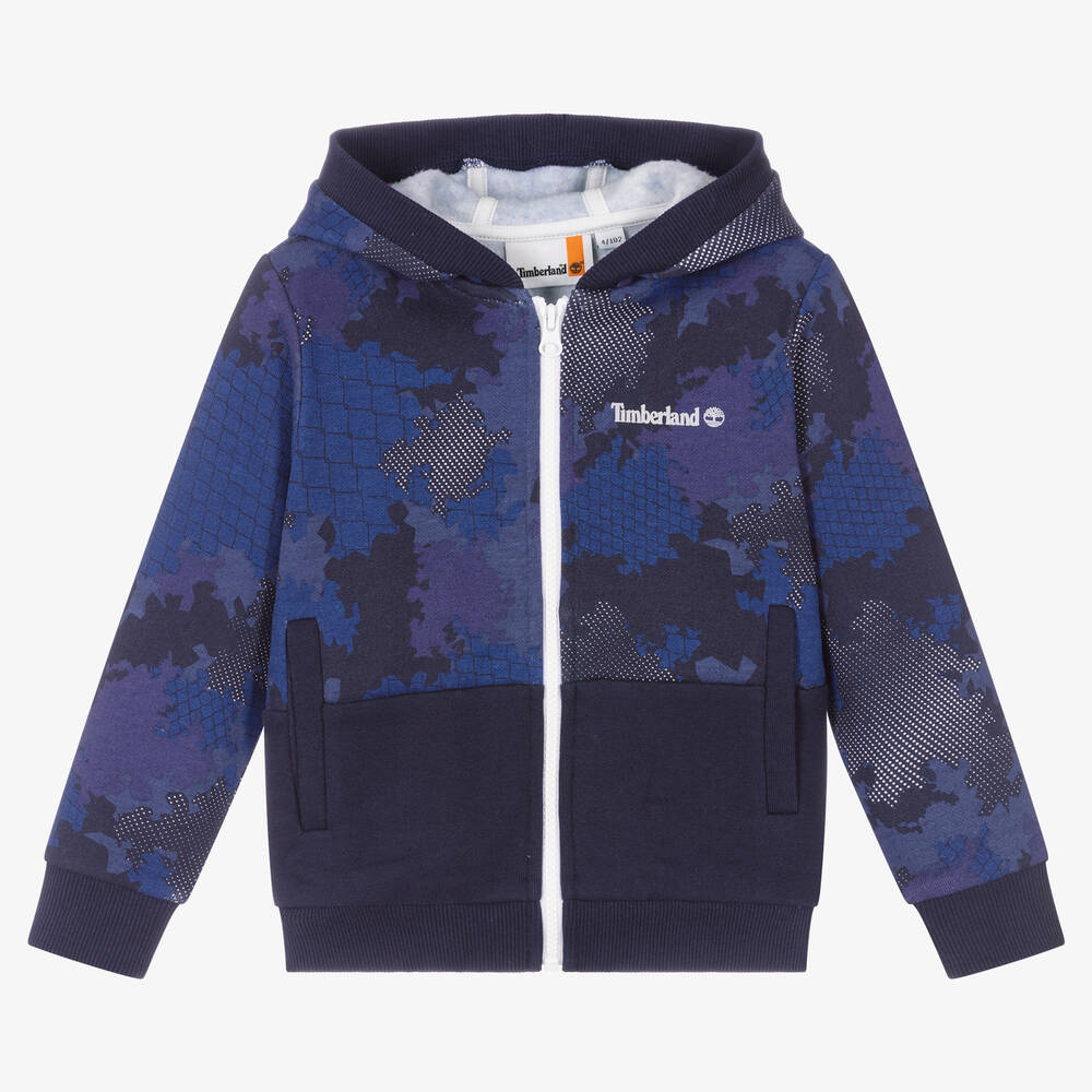 Timberland - Haut bleu zippé en coton Garçon | Childrensalon