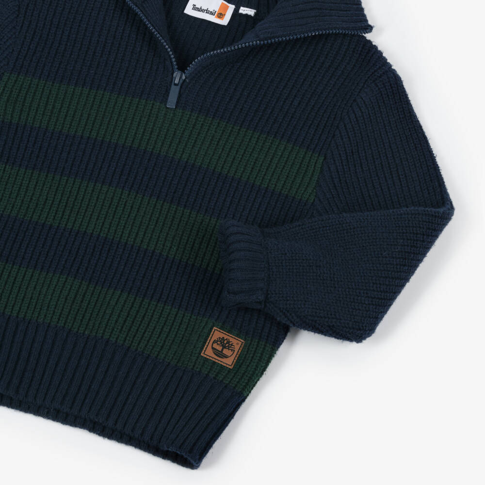 Timberland-Свитер вязаный синий зеленый для мальчиков | Childrensalon Outlet