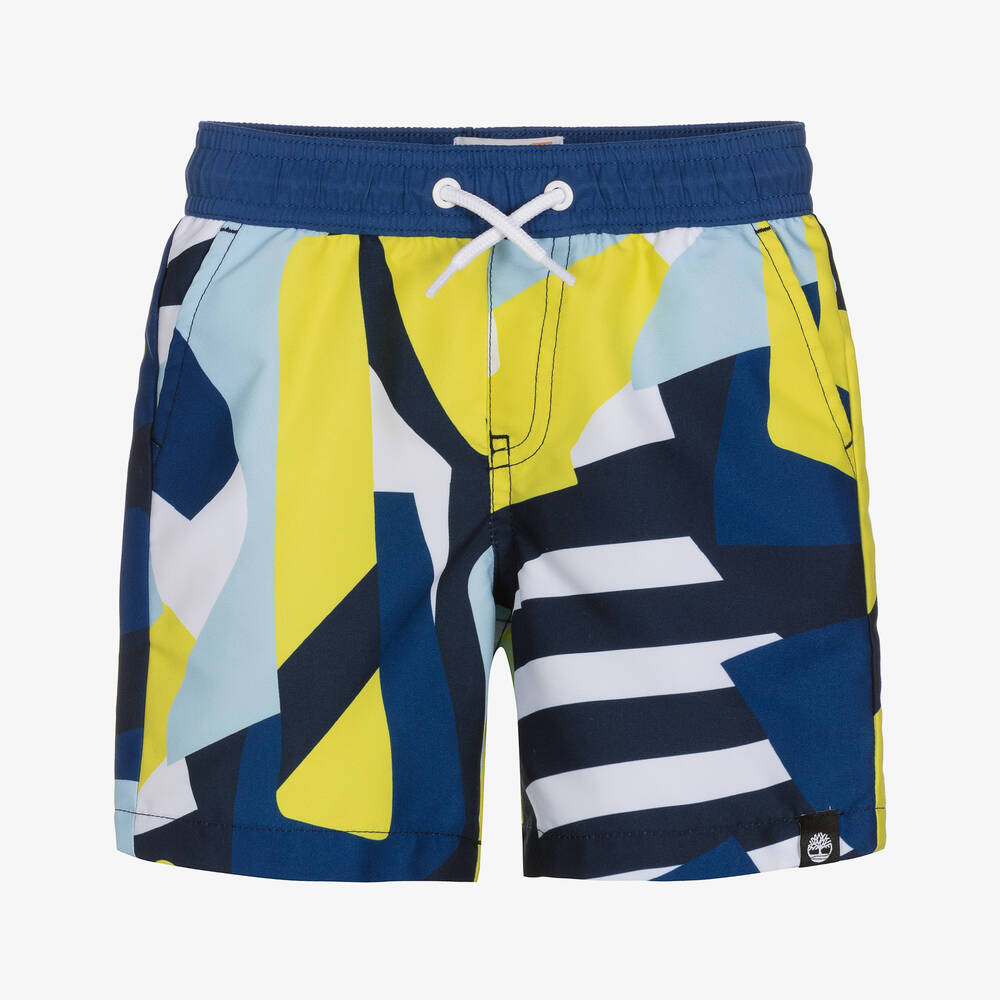 Timberland - Boys Blue & Green Swim Shorts | Childrensalon