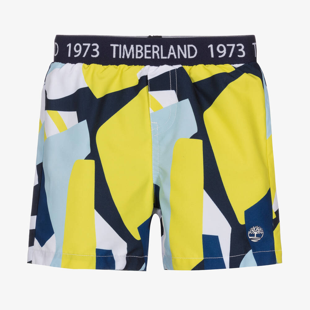 Timberland - Short de bain bleu et vert garçon | Childrensalon