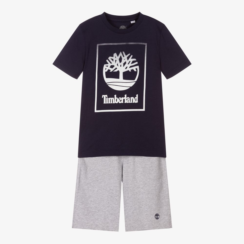 Timberland - Boys Blue & Grey Logo Pyjamas | Childrensalon