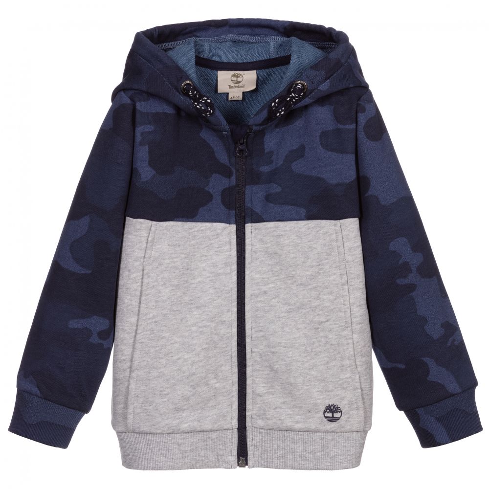 Timberland - Boys Blue & Grey Zip-Up Top | Childrensalon