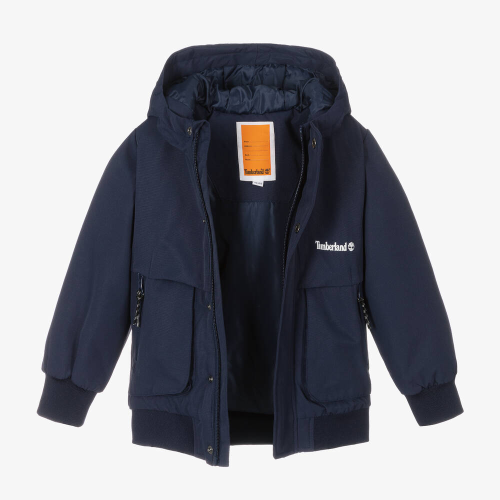 Timberland Veste bleue capuche gar on Childrensalon Outlet