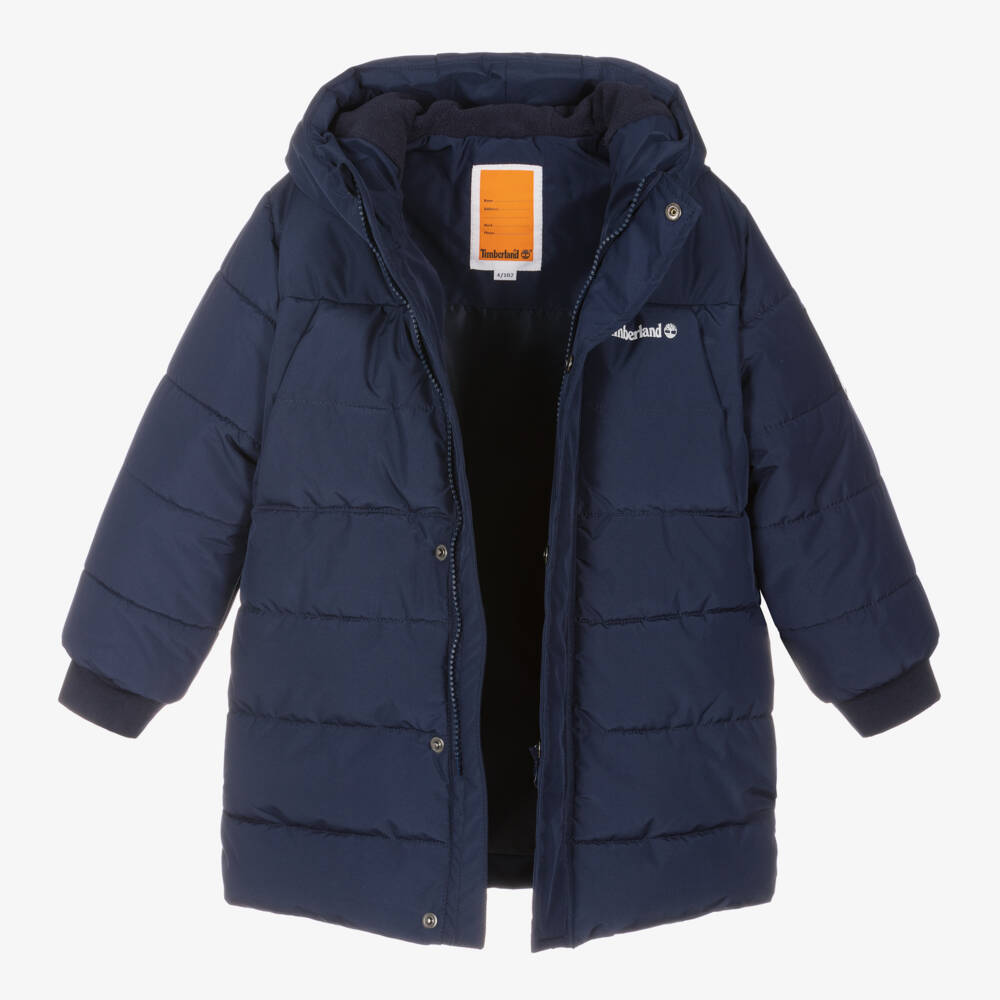 Timberland-Boys Blue Hooded Puffer Coat | Childrensalon Outlet