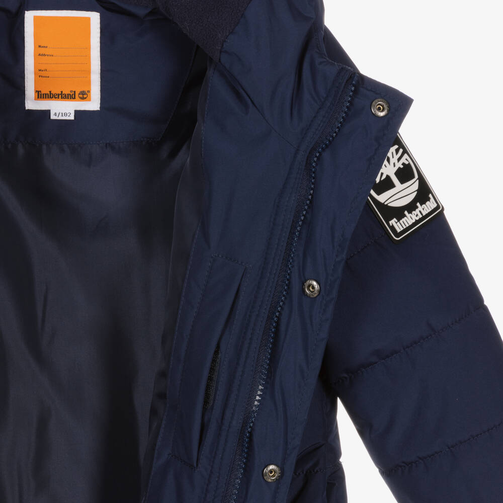 Timberland-Boys Blue Hooded Puffer Coat | Childrensalon Outlet