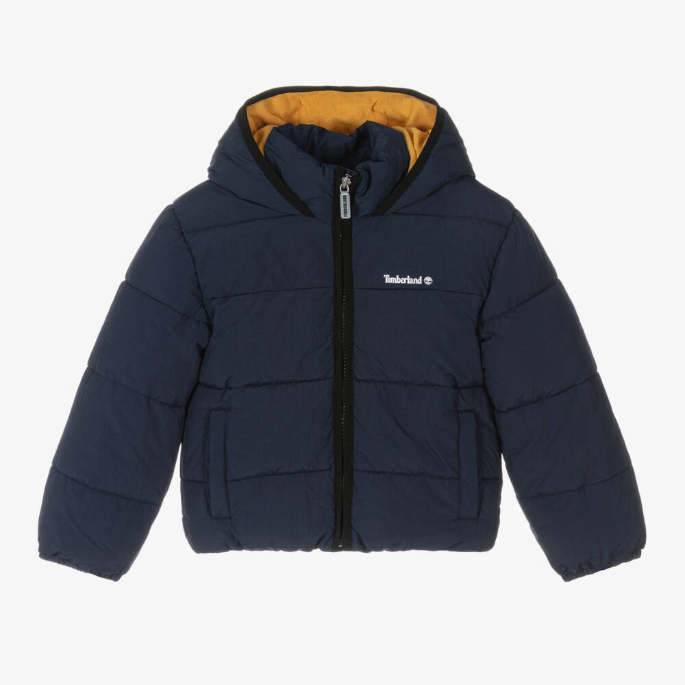 Timberland-Boys Blue Hooded Puffer Coat | Childrensalon Outlet