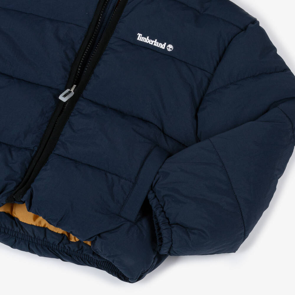 Timberland-Boys Blue Hooded Puffer Coat | Childrensalon Outlet