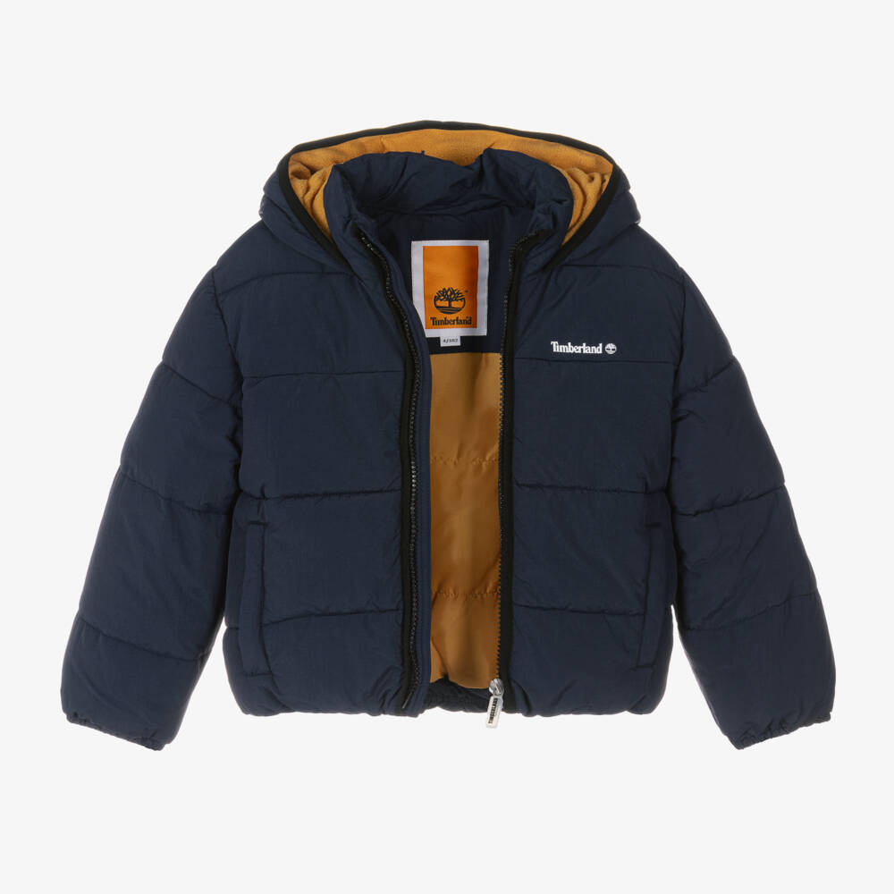 Timberland-Boys Blue Hooded Puffer Coat | Childrensalon Outlet