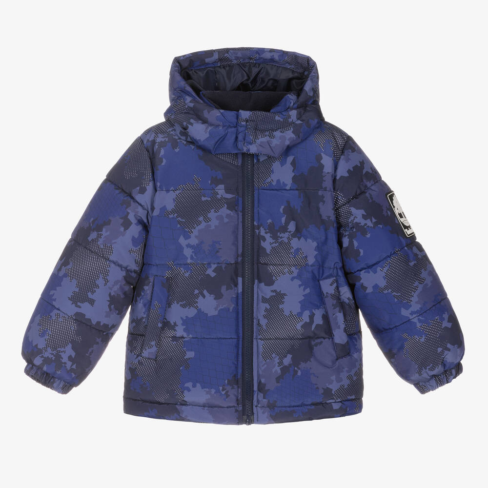 Timberland - Boys Blue Hooded Puffer Jacket | Childrensalon