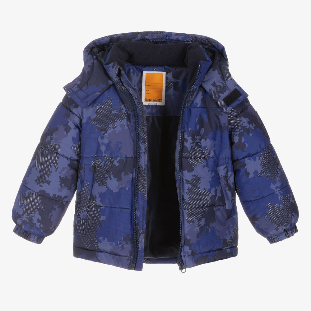 Timberland-Синий пуховик с капюшоном для мальчиков | Childrensalon Outlet