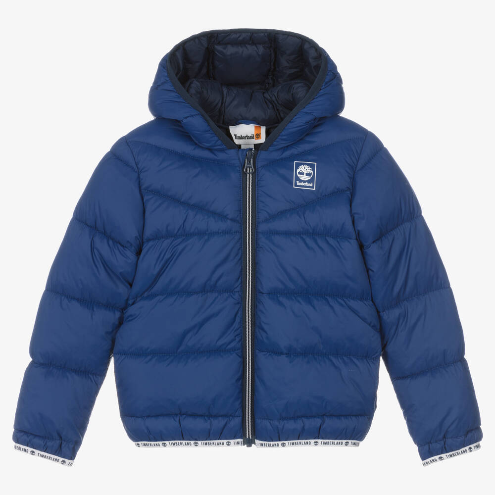Timberland-Boys Blue Hooded Puffer Jacket | Childrensalon Outlet