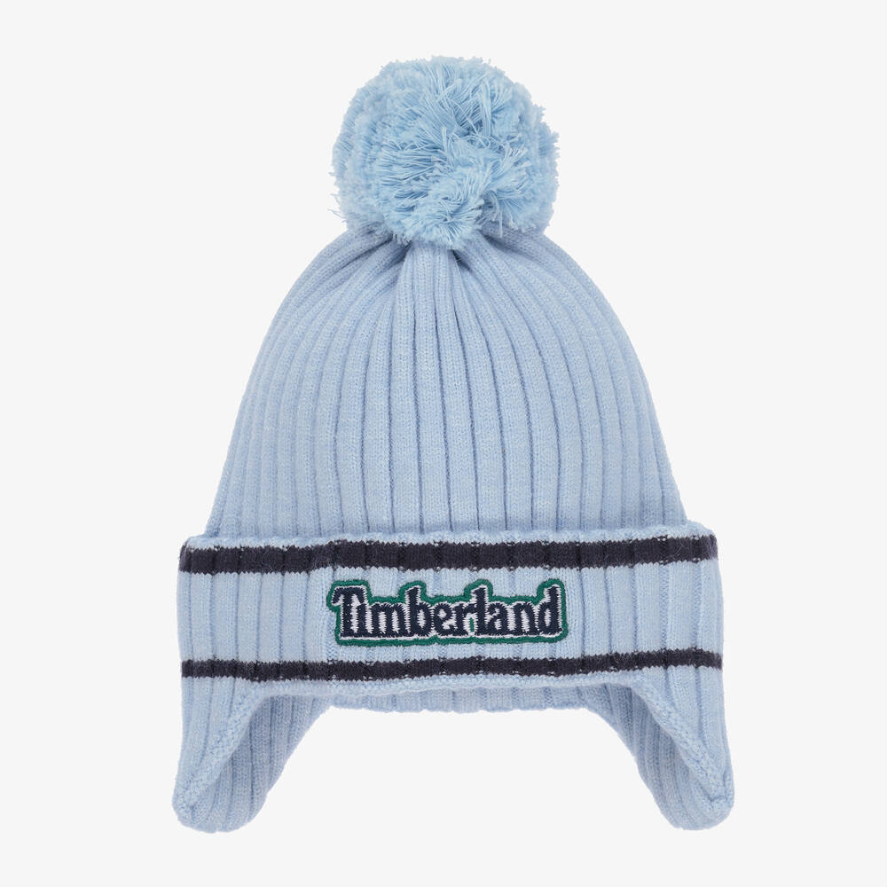 Timberland - Blaue Strickmütze mit Bommel (J) | Childrensalon