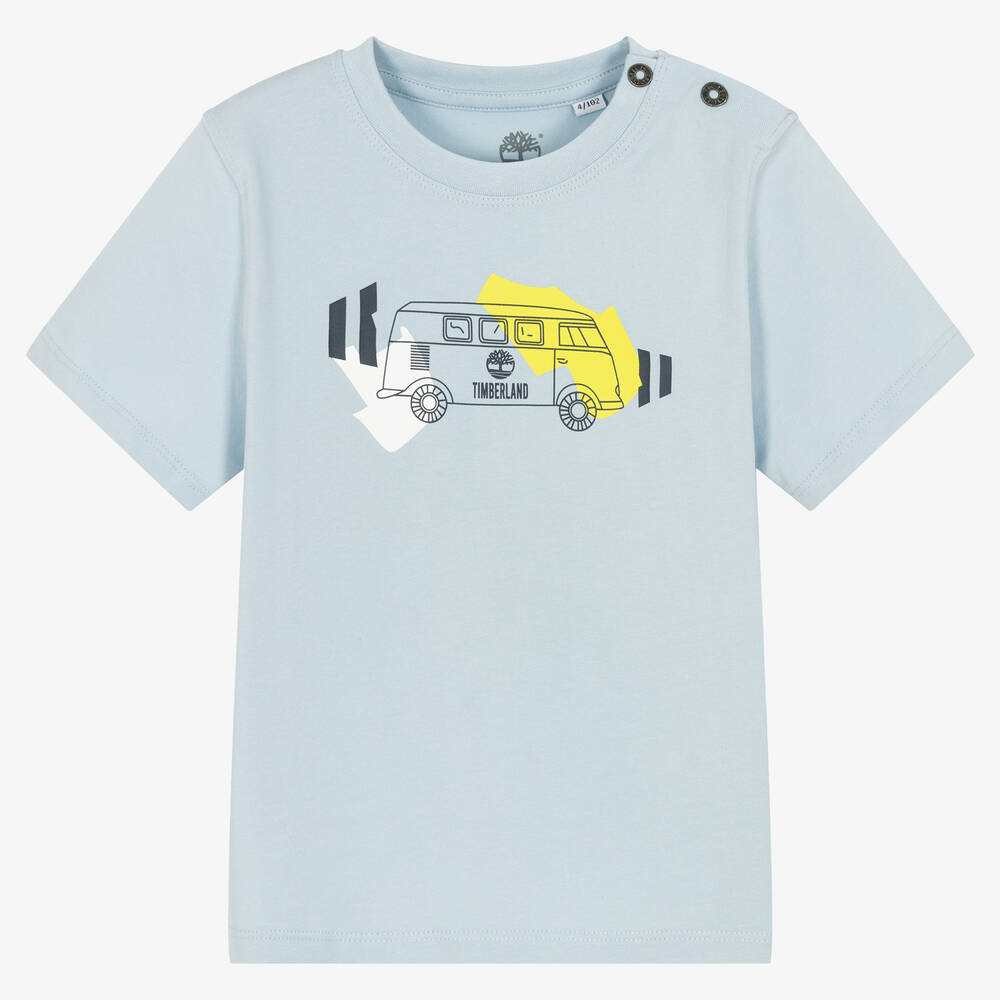Timberland - Boys Blue Logo Cotton T-Shirt | Childrensalon