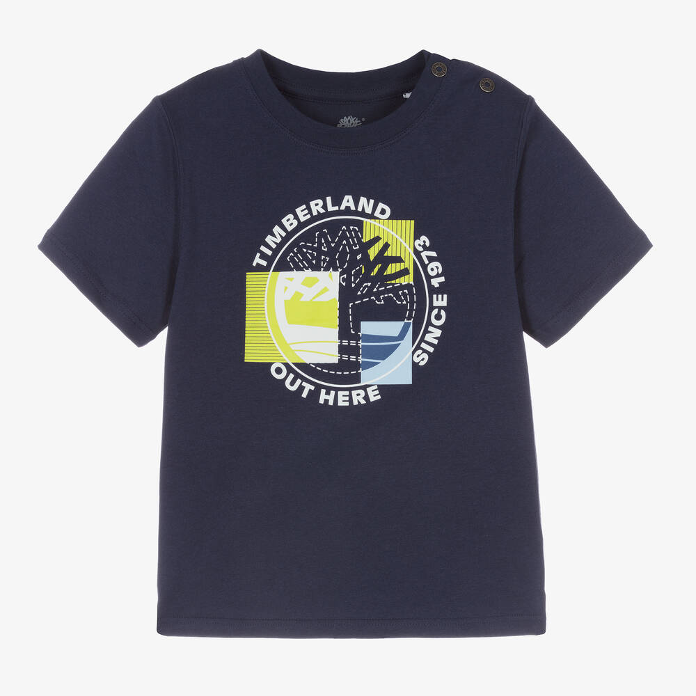 Timberland - T-shirt bleu en coton garçon | Childrensalon