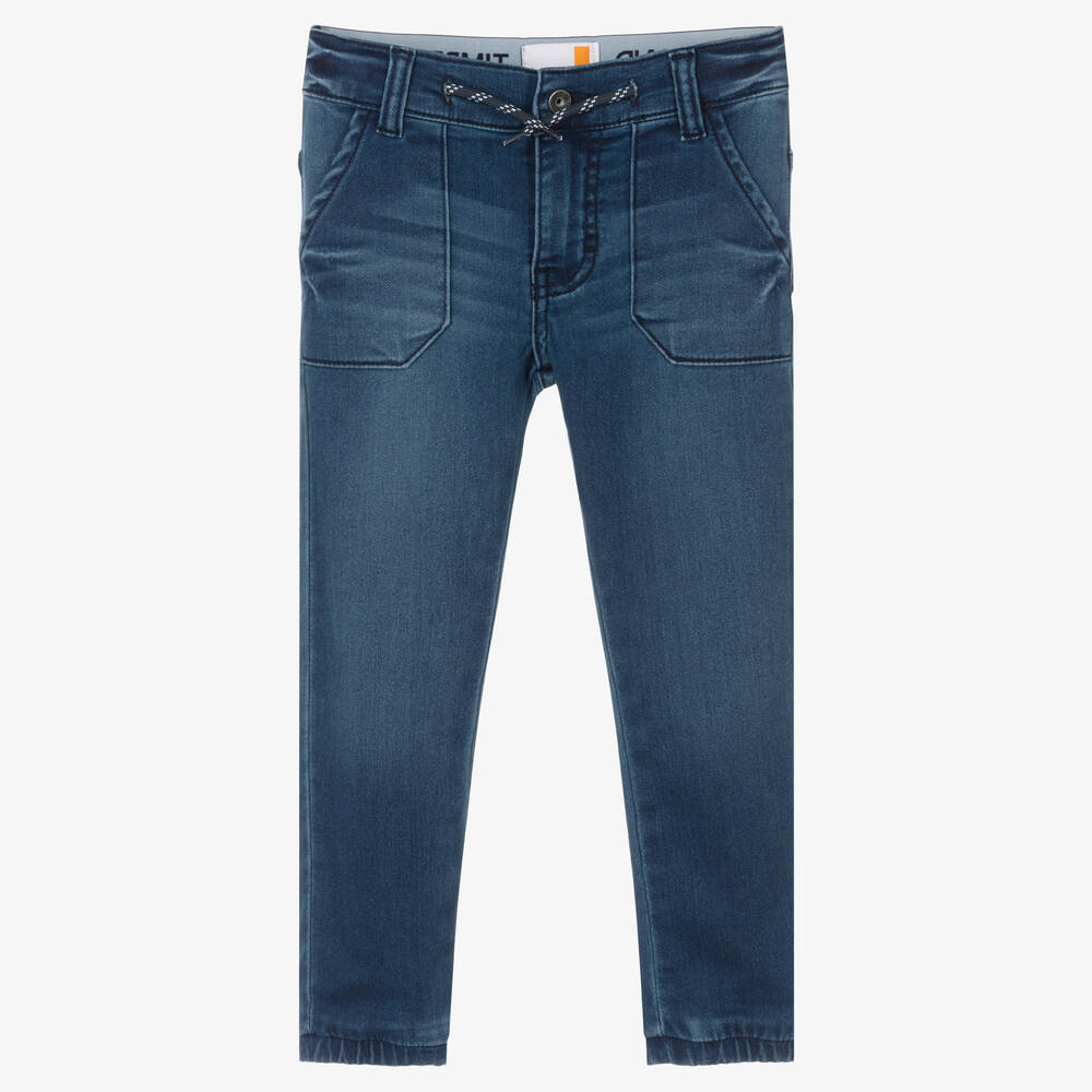 Timberland - Boys Blue Logo Denim Jeans | Childrensalon