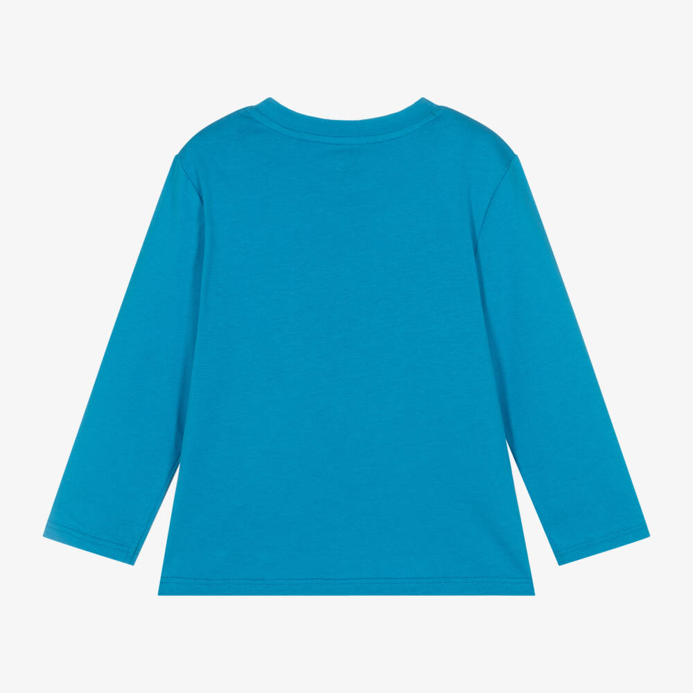 Timberland-Boys Blue Logo Long Sleeve Top | Childrensalon Outlet