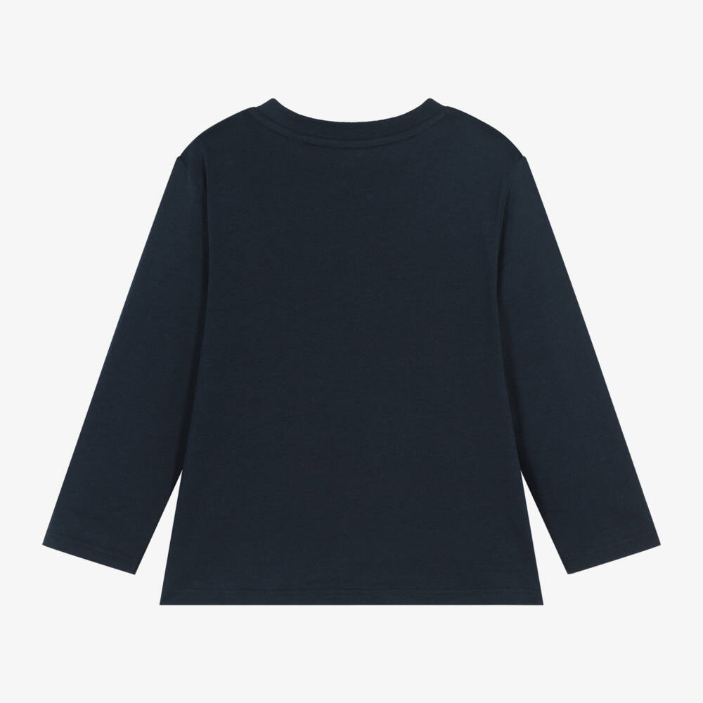 Timberland-Boys Blue Long-Sleeve Logo Tee | Childrensalon Outlet