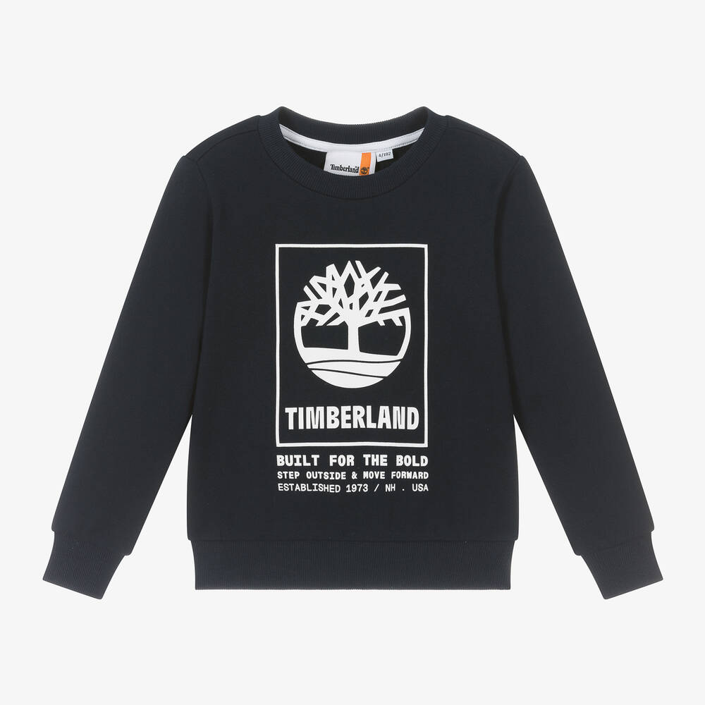 Timberland-Boys Blue Organic Cotton Sweatshirt | Childrensalon Outlet
