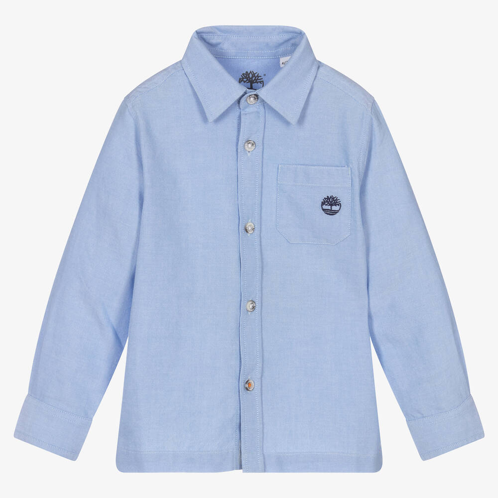 Timberland - قميص قطن أكسفورد لون أزرق فاتح للأولاد | Childrensalon