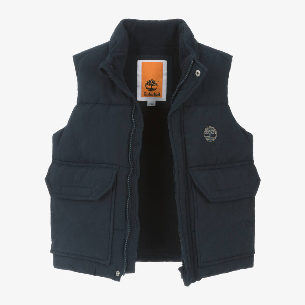 Timberland-Boys Blue Quilted Vest | Childrensalon Outlet