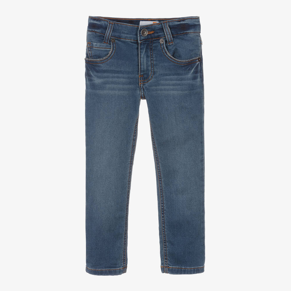 Timberland - Jean slim bleu en jersey garçon | Childrensalon