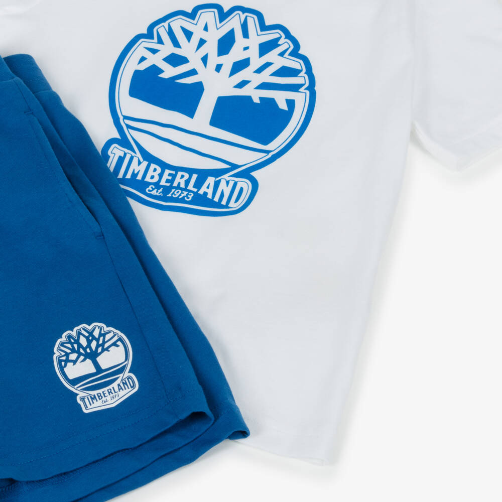 Timberland-Boys Blue & White Cotton Ensemble | Childrensalon Outlet