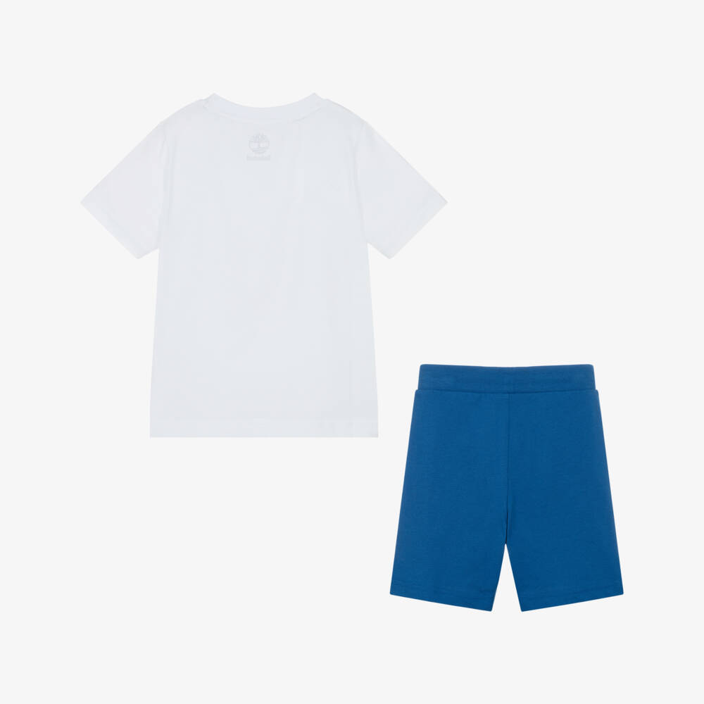 Timberland-Boys Blue & White Cotton Ensemble | Childrensalon Outlet