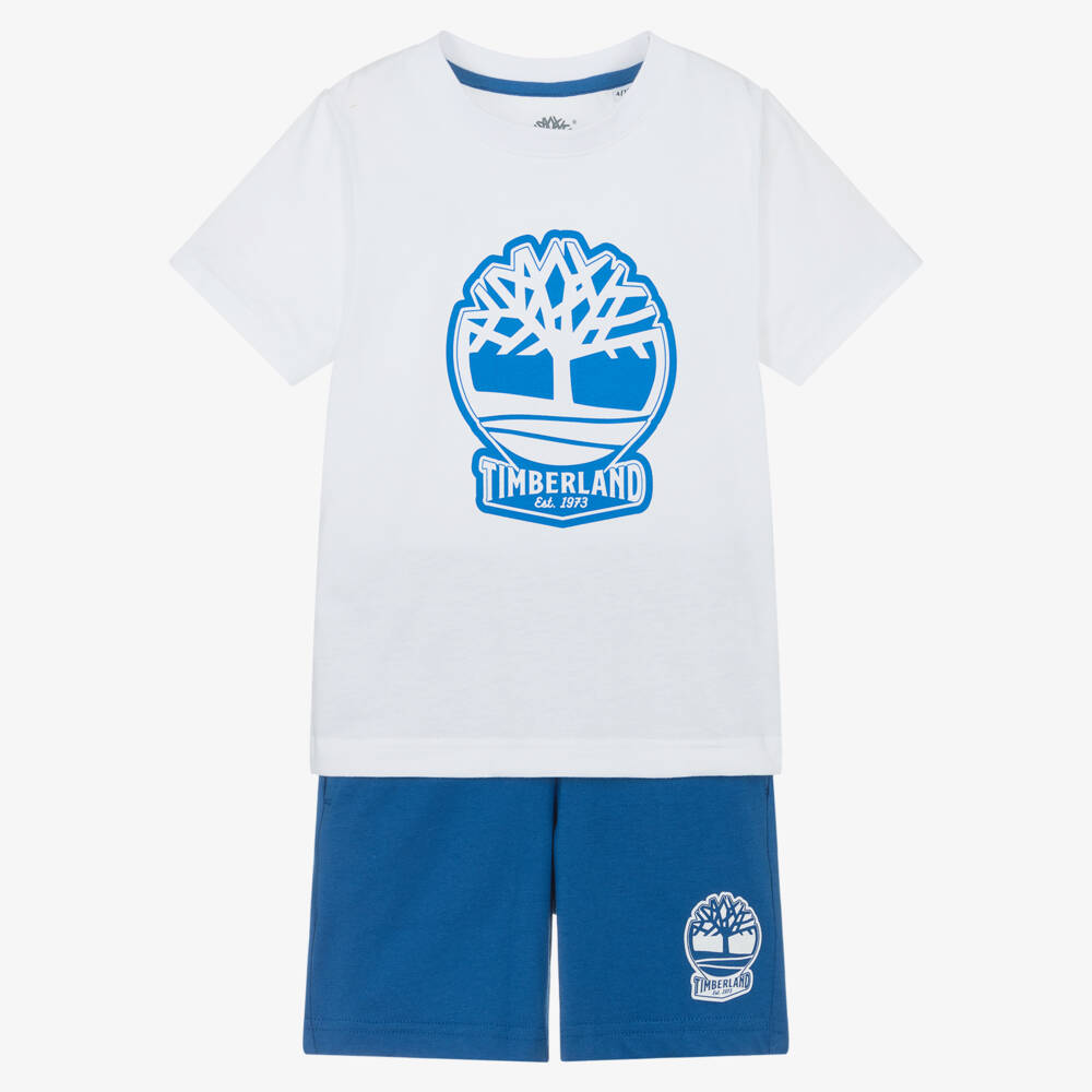 Timberland-Boys Blue & White Cotton Ensemble | Childrensalon Outlet