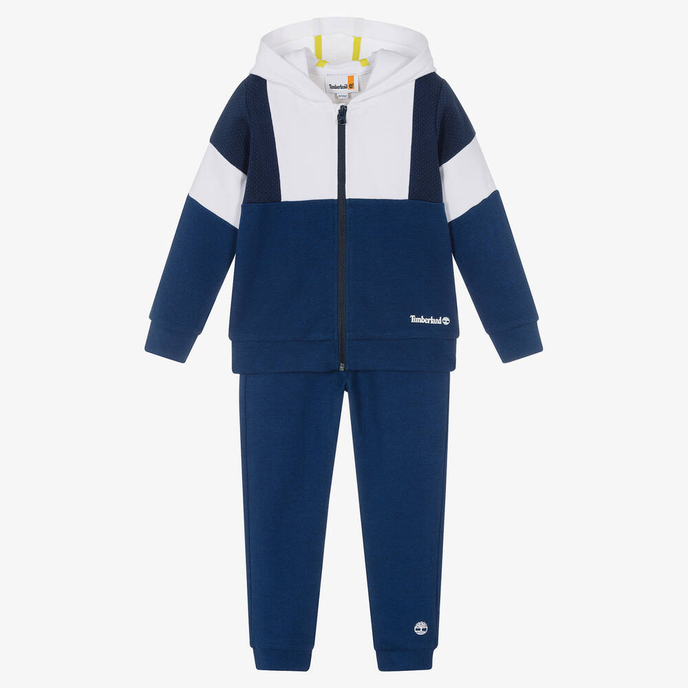 Timberland - Boys Blue & White Cotton Tracksuit | Childrensalon