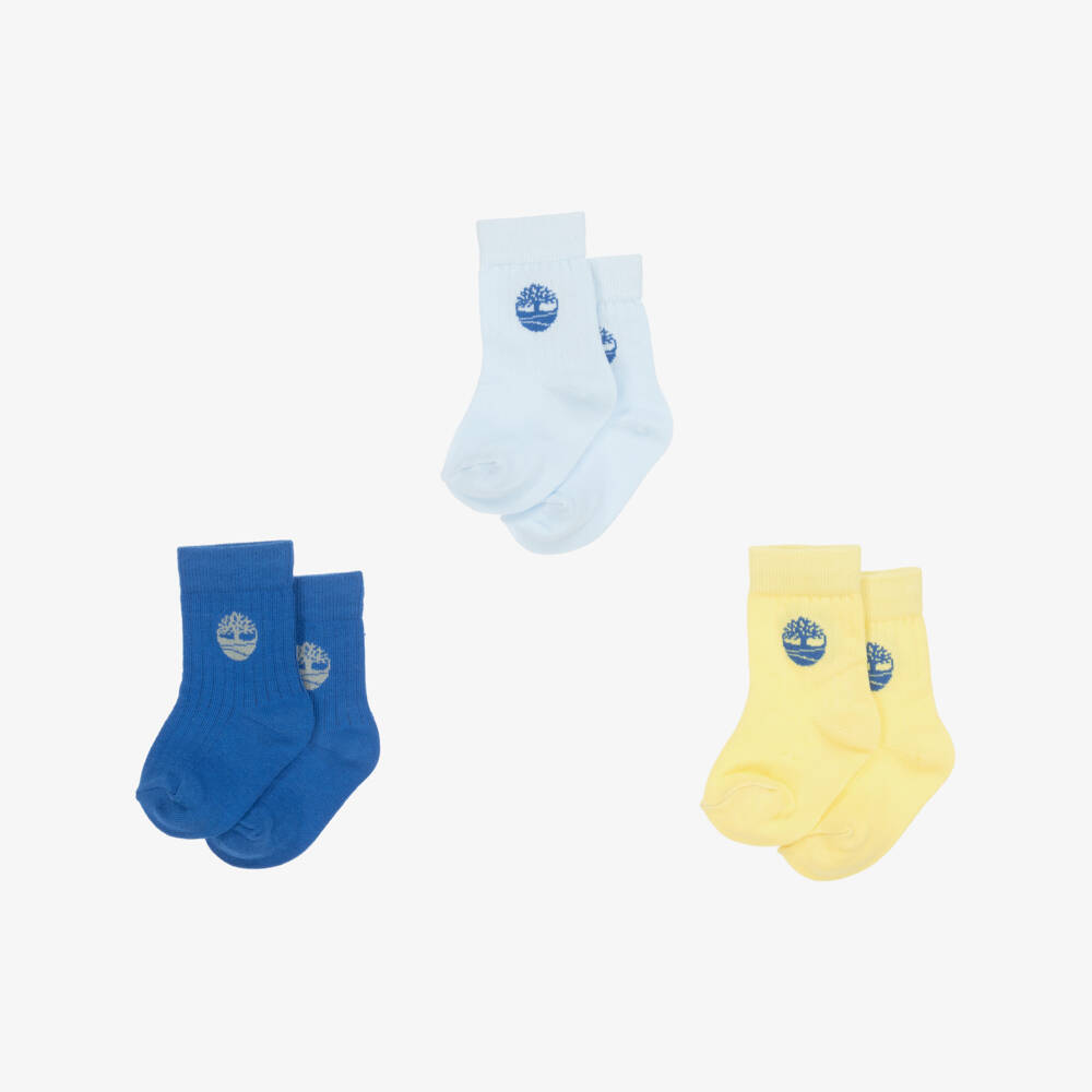 Timberland-Boys Blue & Yellow Trio Socks | Childrensalon Outlet