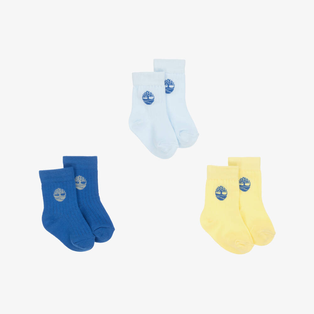 Timberland-Boys Blue & Yellow Trio Socks | Childrensalon Outlet