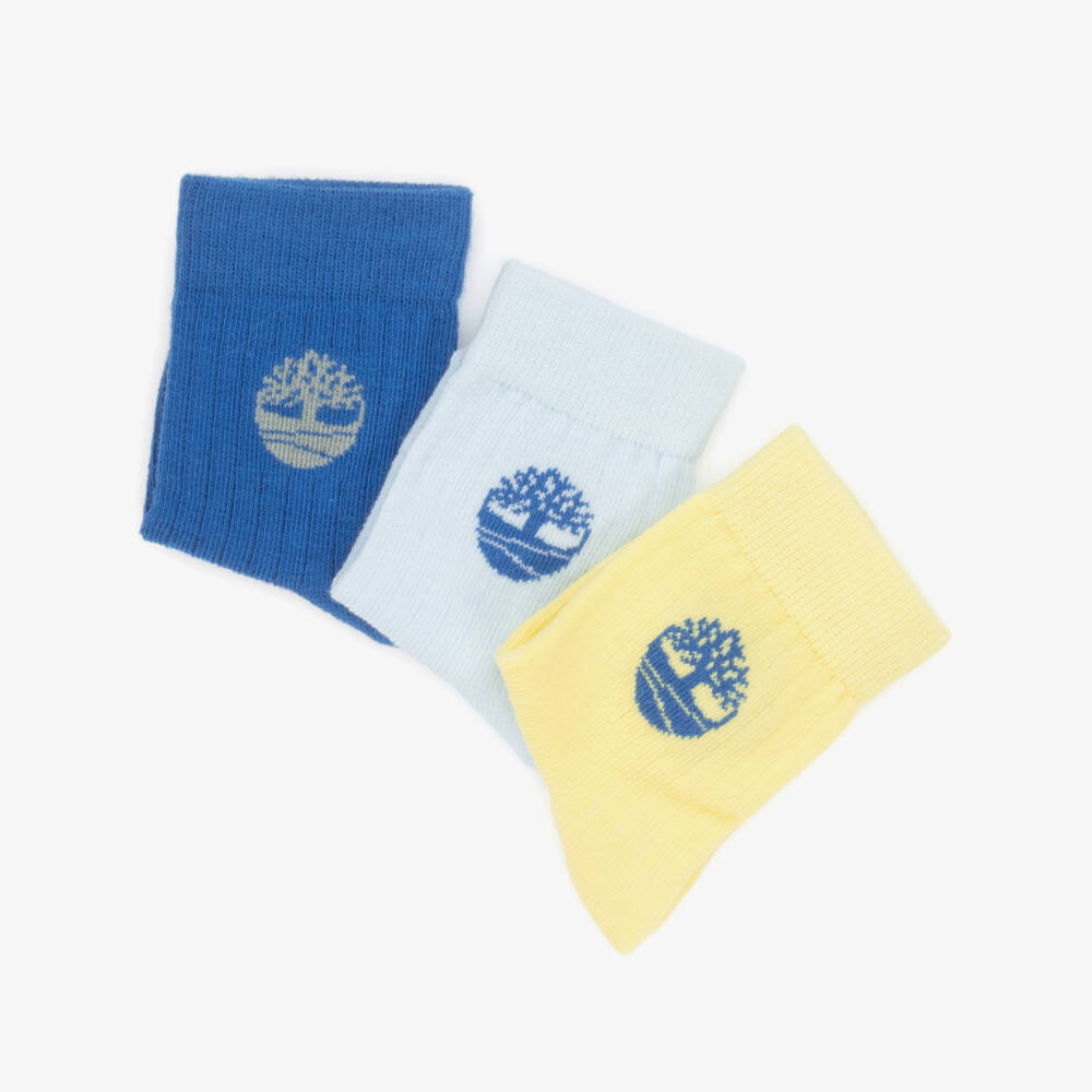 Timberland-Boys Blue & Yellow Trio Socks | Childrensalon Outlet