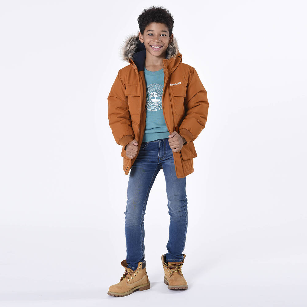 Timberland-Коричневая водонепроницаемая парка | Childrensalon Outlet