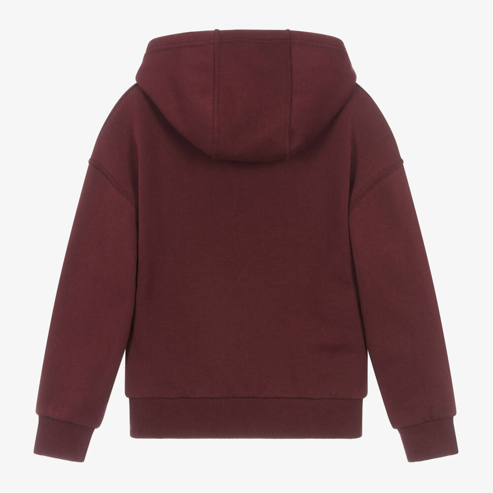 Timberland-Boys Burgundy Cotton Logo Hoodie | Childrensalon Outlet