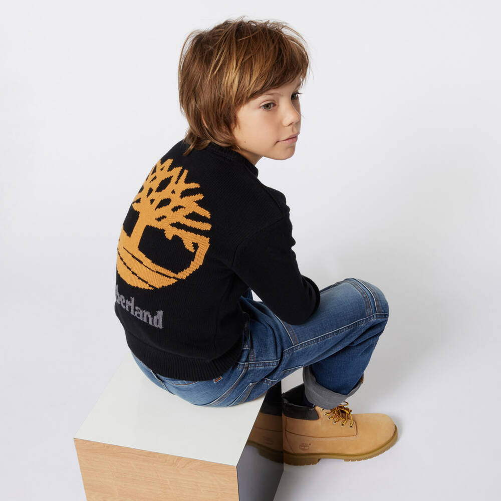 Timberland-Boys Charcoal Knit Jumper | Childrensalon Outlet