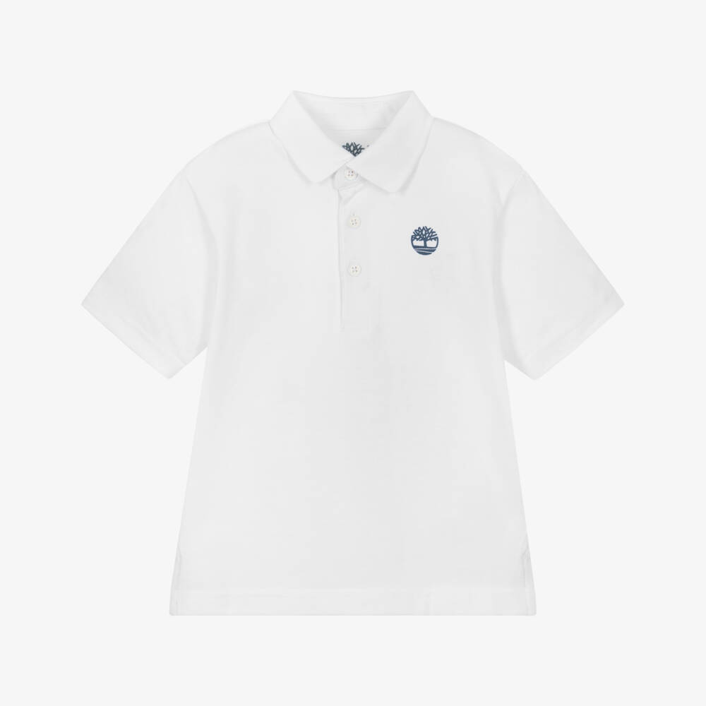Timberland-Boys Classic White Cotton Polo | Childrensalon Outlet