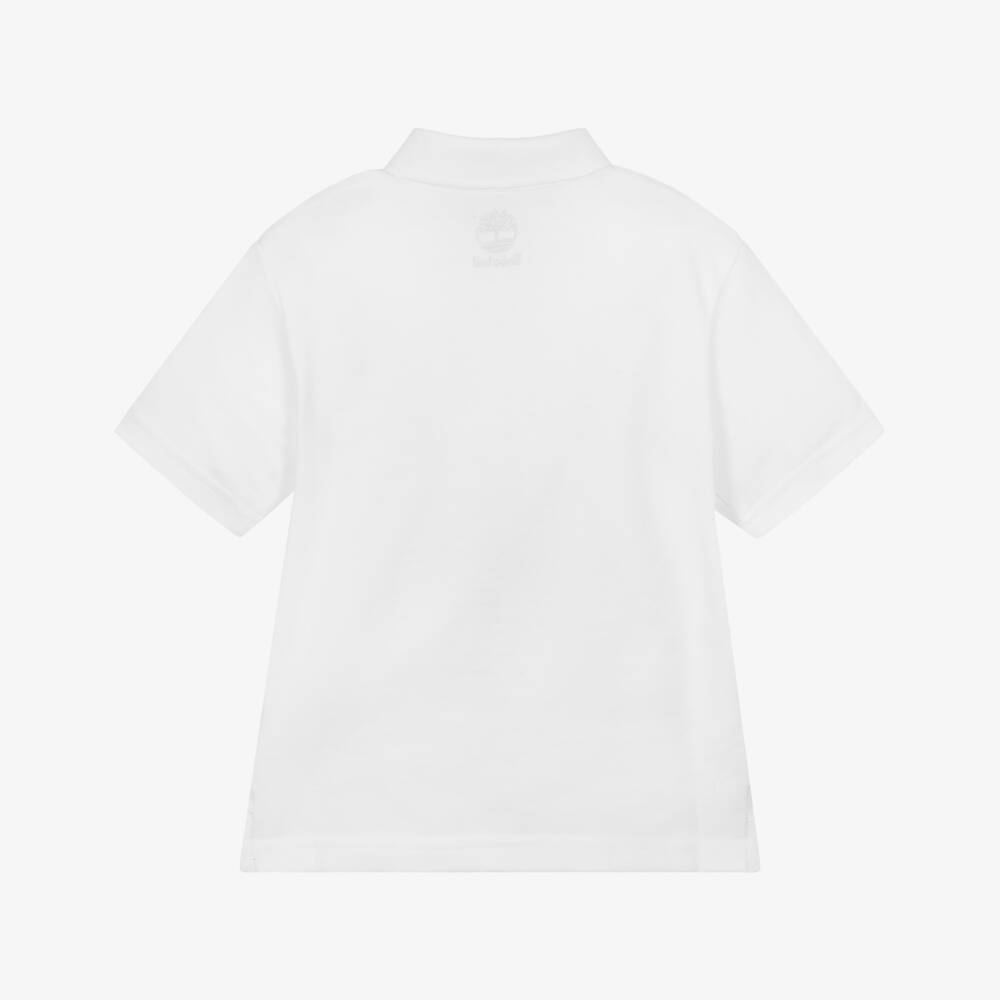 Timberland-Boys Classic White Cotton Polo | Childrensalon Outlet