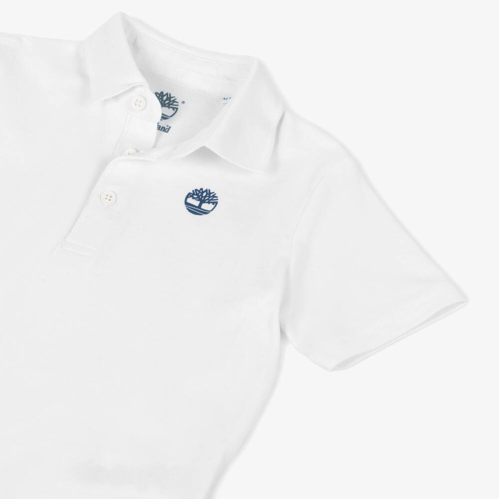 Timberland-Boys Classic White Cotton Polo | Childrensalon Outlet