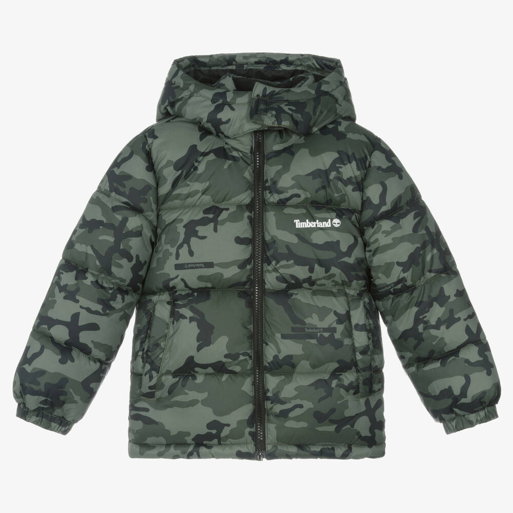 Timberland - Doudoune vert camouflage garçon | Childrensalon